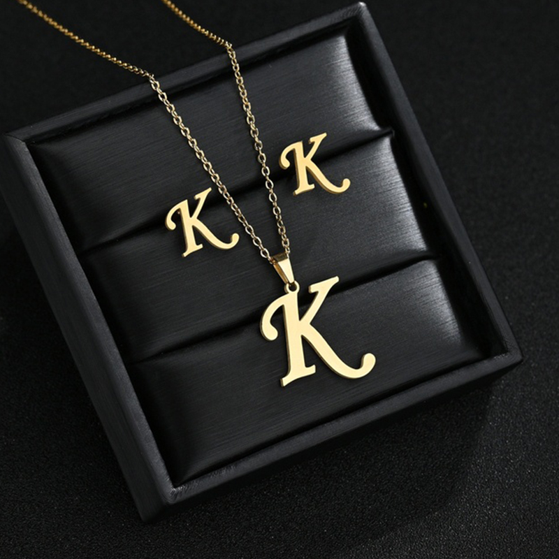 New 26 letter stainless steel necklace